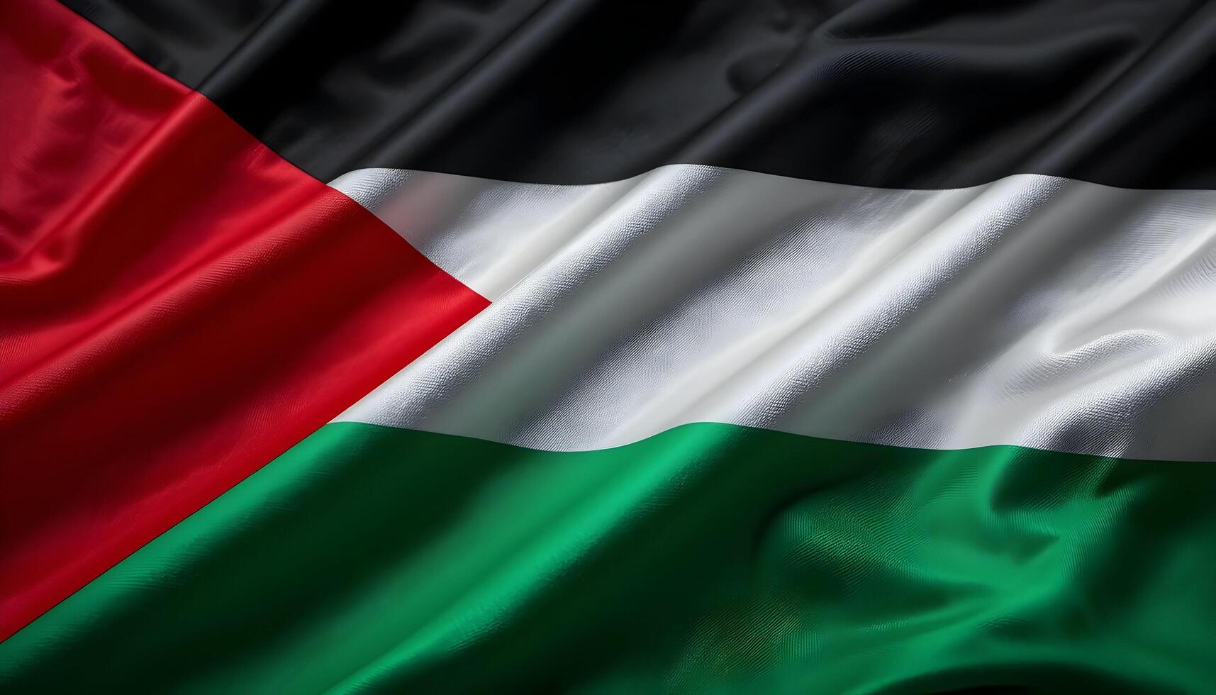Waving Palestinian Flag Close-up Showing Texture and Color photo