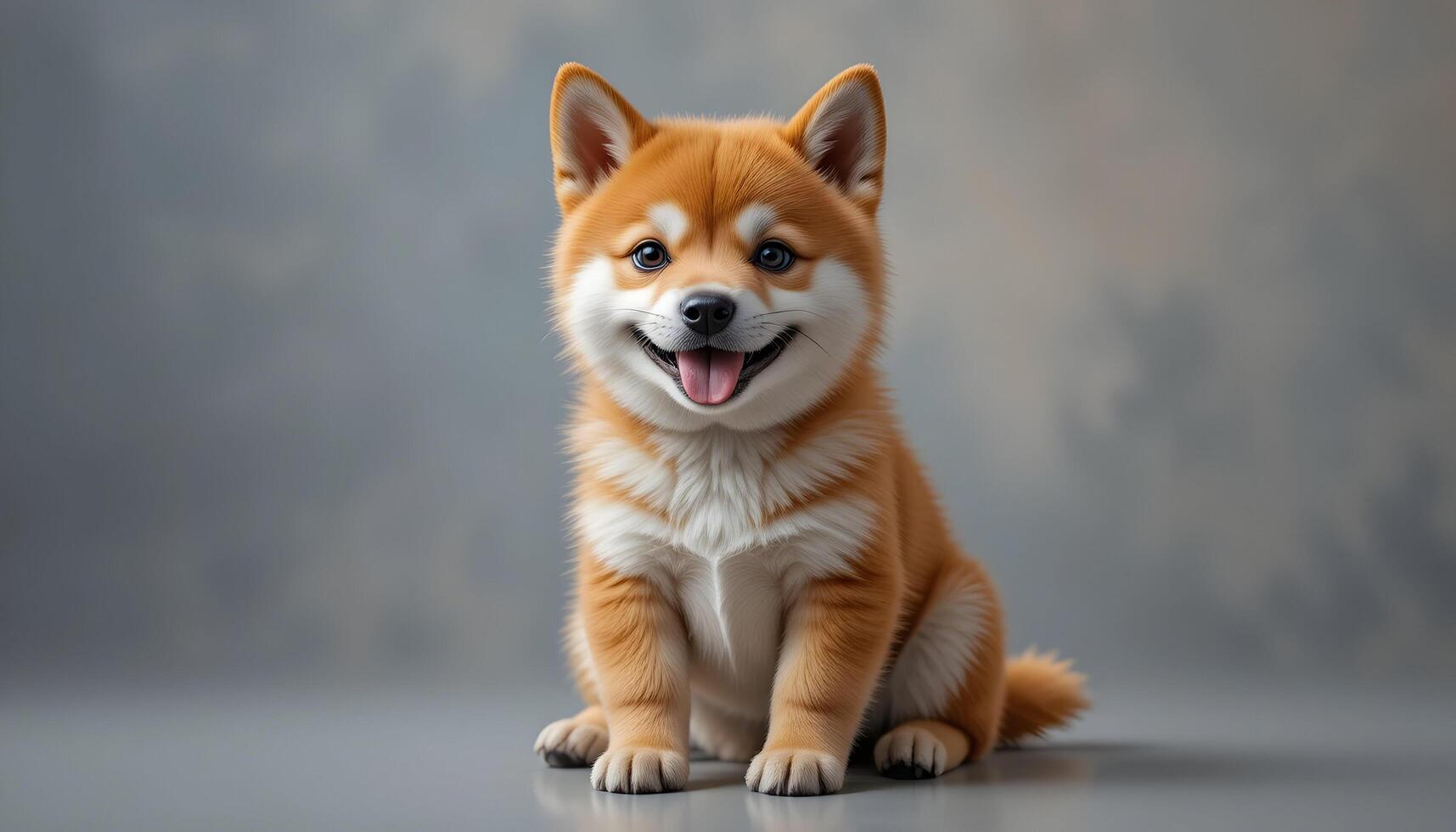 Smiling Puppy Sitting Looking at the Viewer with Joyful Expression photo