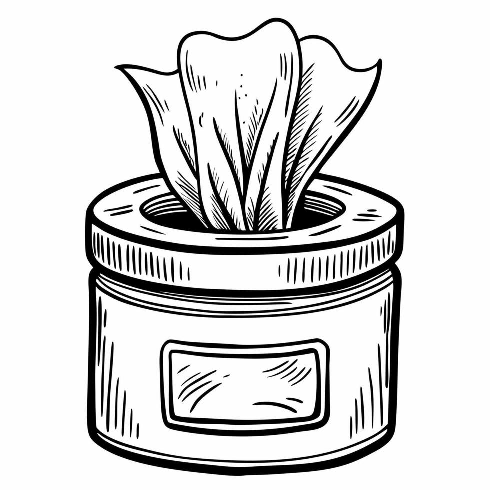 Hand Drawn Tissue Canister Sketch with Vintage Details vector