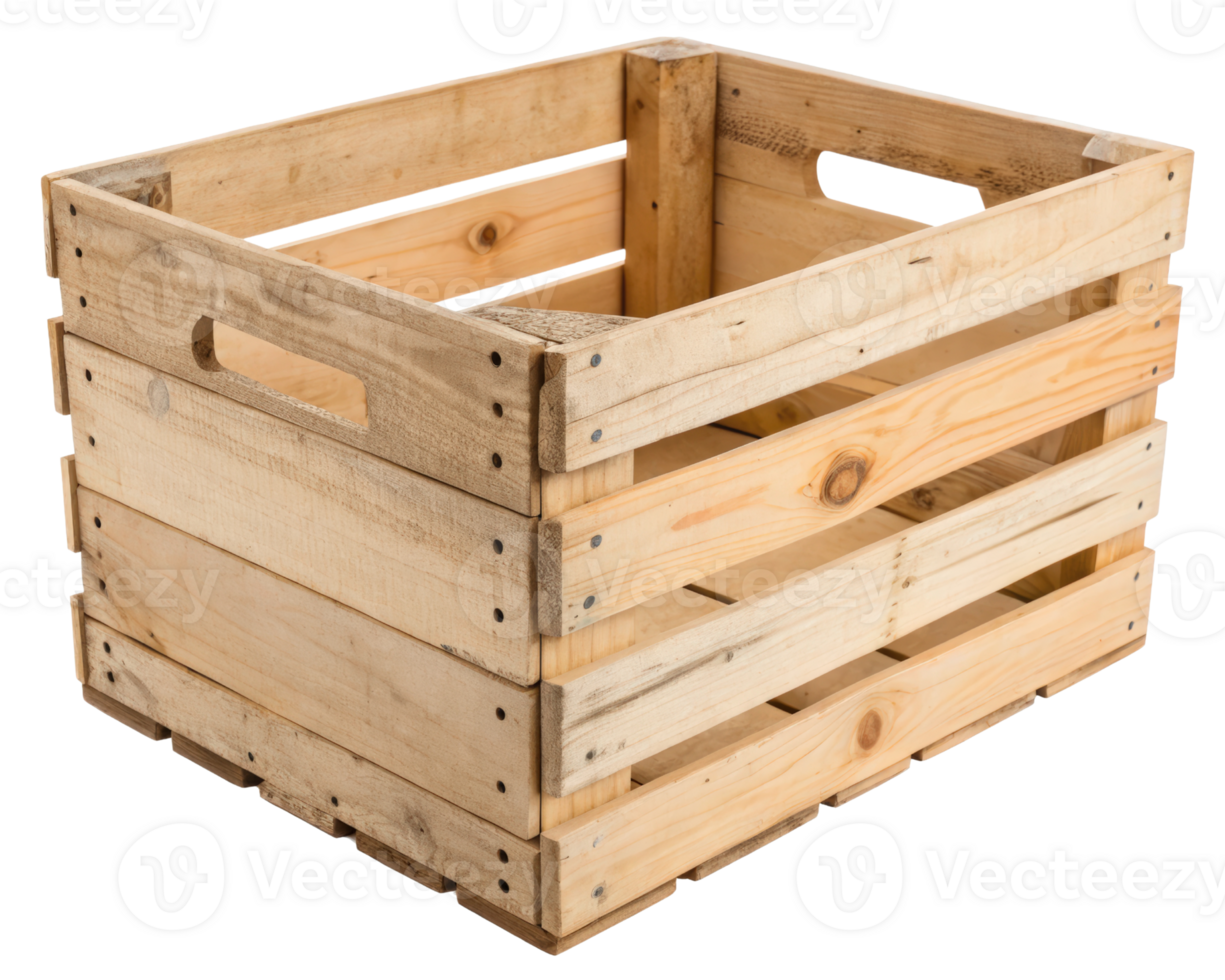 Empty wooden crate on a transparent background png