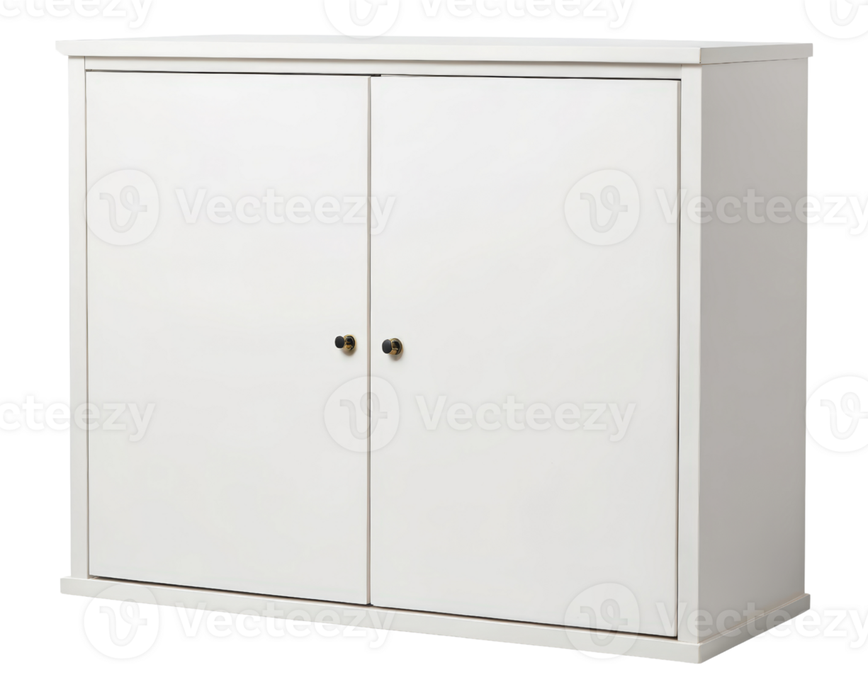 White cabinet with doors on a transparent background png