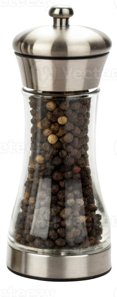 Pepper grinder with mixed peppercorns on a transparent background png