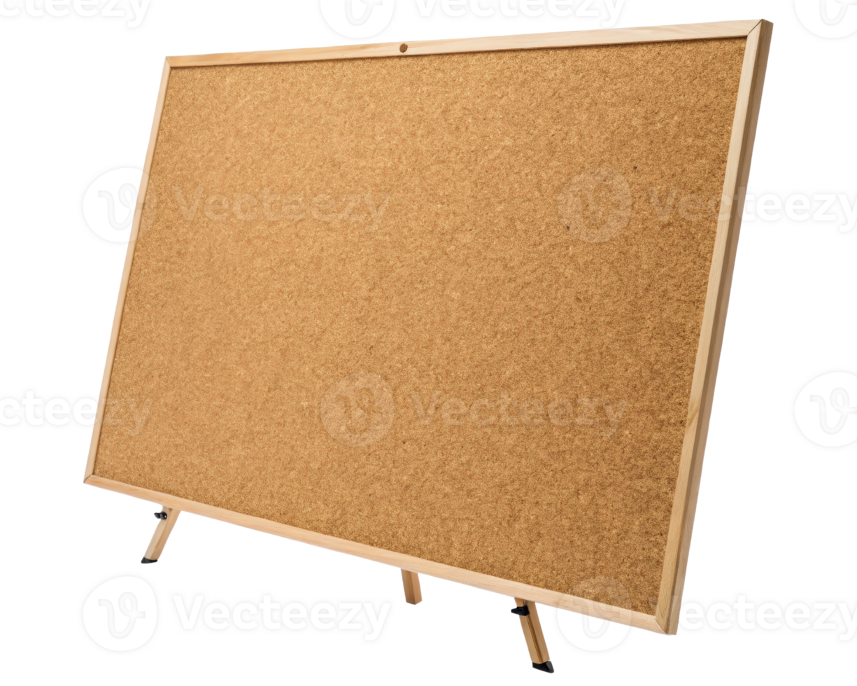 Large corkboard on stand on a transparent background png
