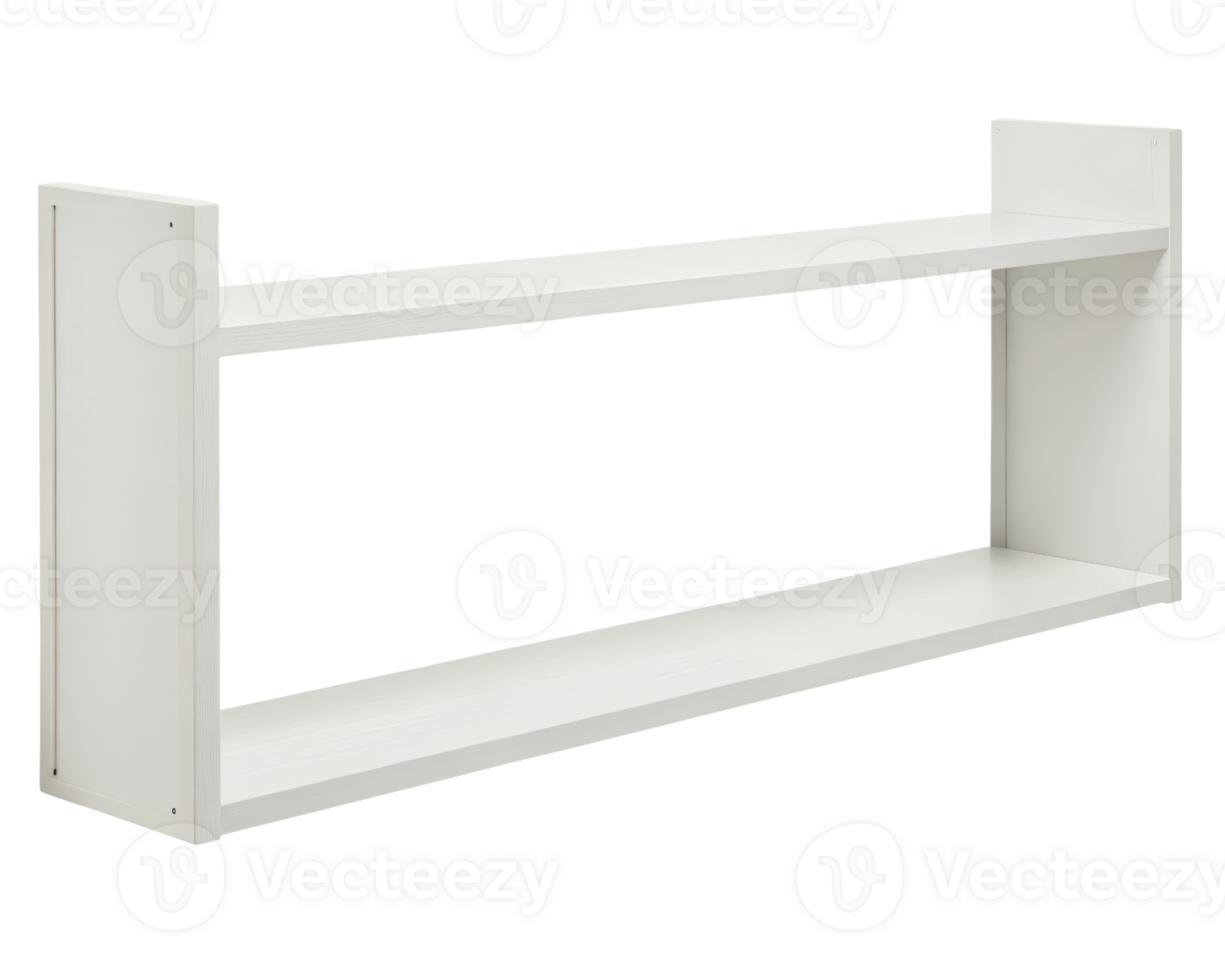 White floating shelf on a transparent background png