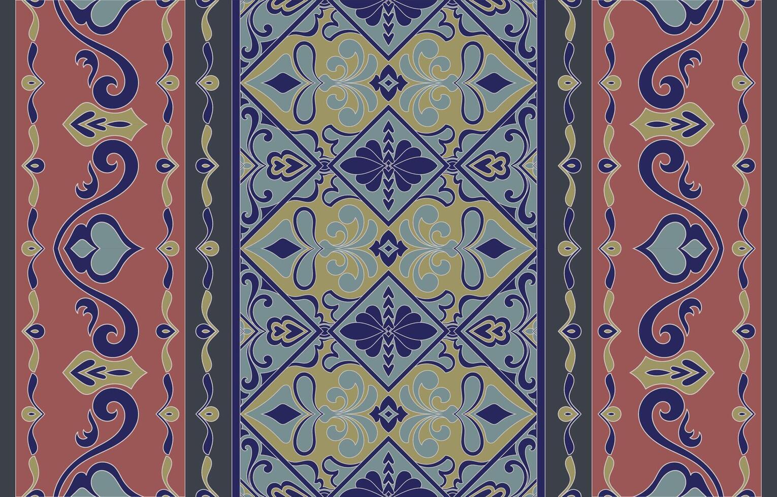 Endless Decorative Tile Pattern with Retro Floral Geometry vector