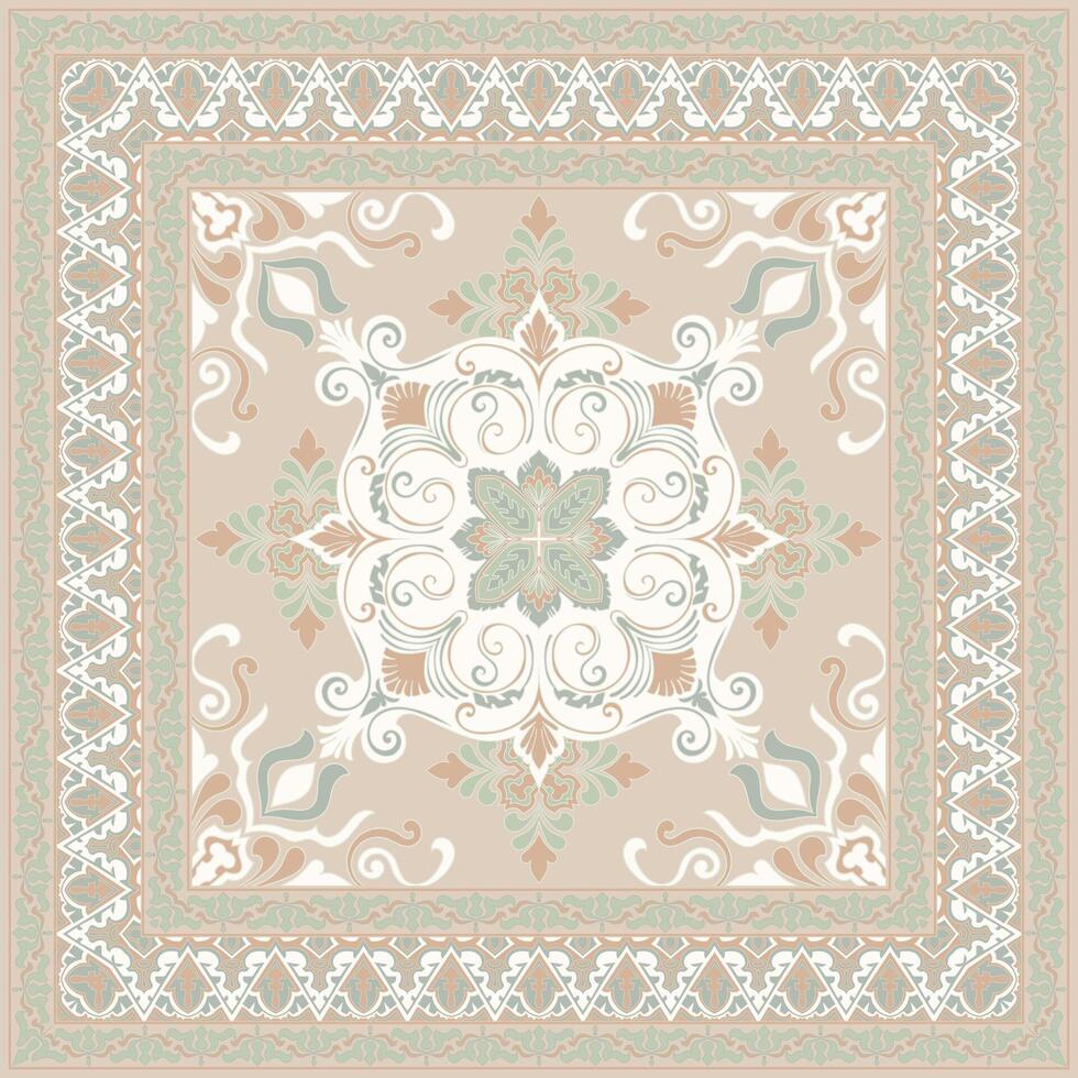 Pastel colored tiles with floral patterns, Baroque patterns for wallpaper carpets vector