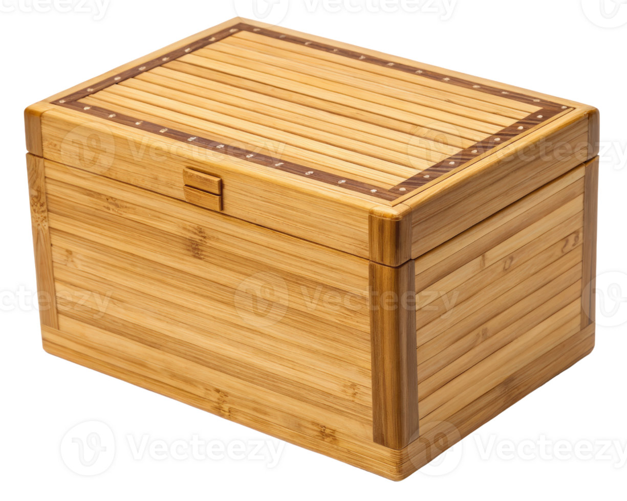Wooden storage box on a transparent background png