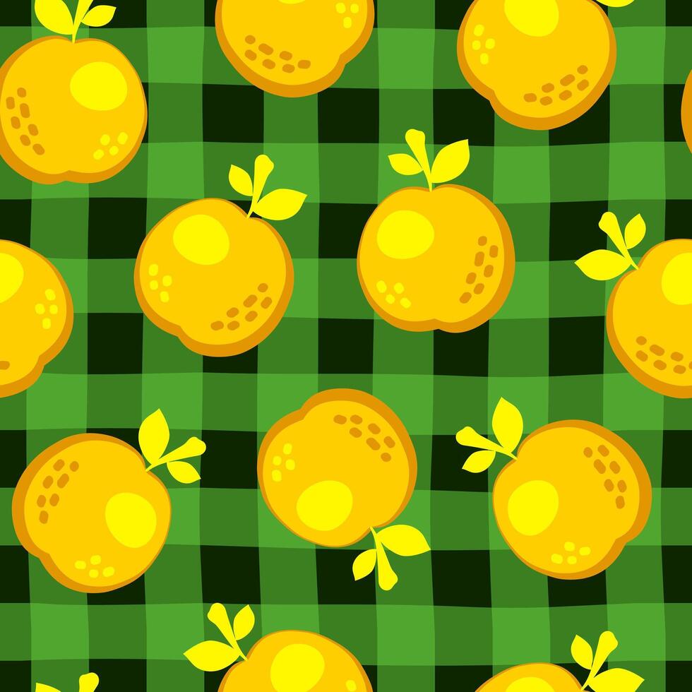 Cartoon apple fruit seamless pattern background. Doodle simple juicy food. Juice packaging design. Summer fabric print template. vector