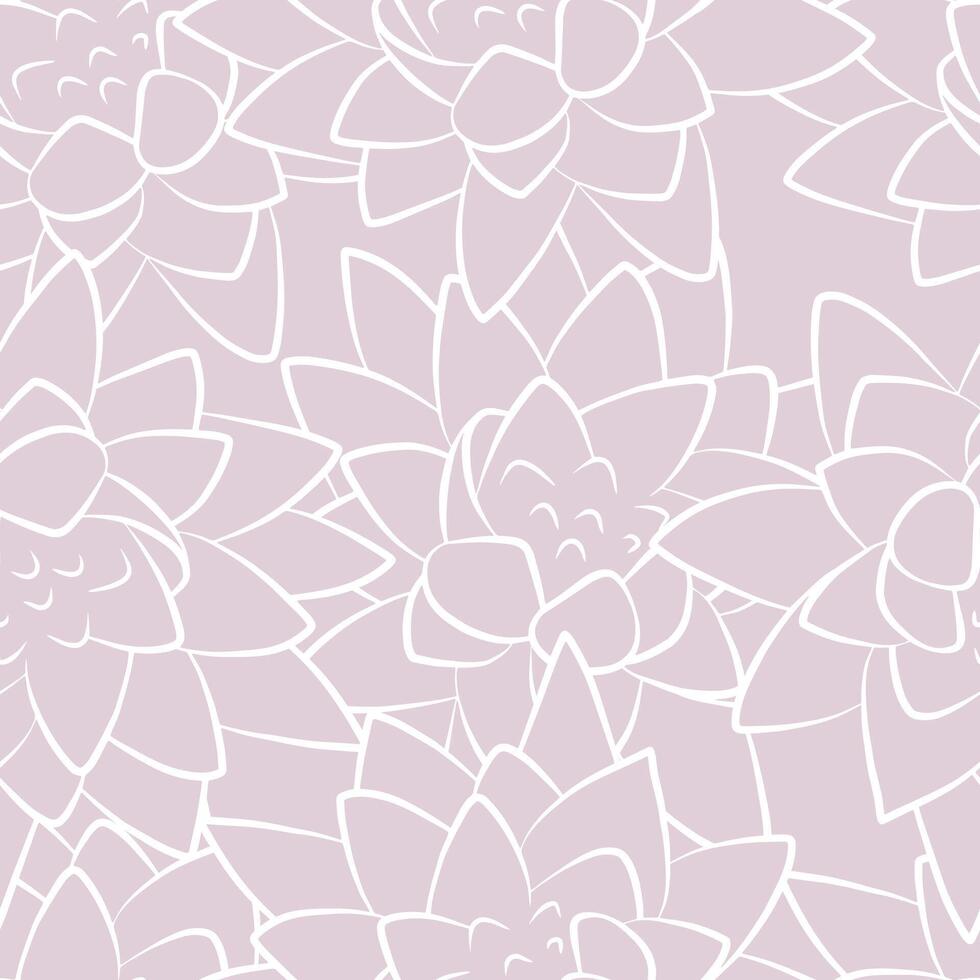 Water lily lotus flower colorful seamless pattern, background template, flat outline sketch drawing textile print, floral layout ornament. Botanical bloom natural pastel colour wrapping paper. vector