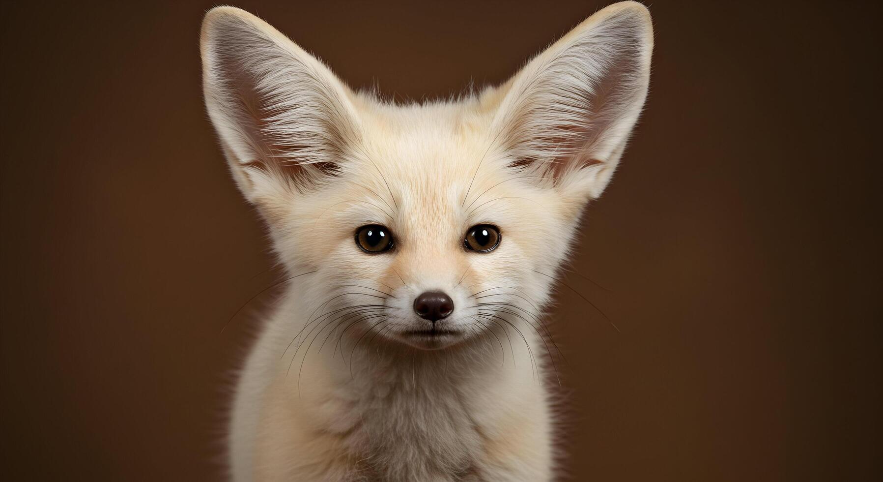 Fennec Fox Portrait with Large Ears on Brown Background photo