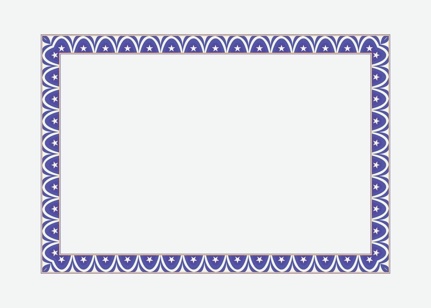 Certificate border design or blue color photo frame vector
