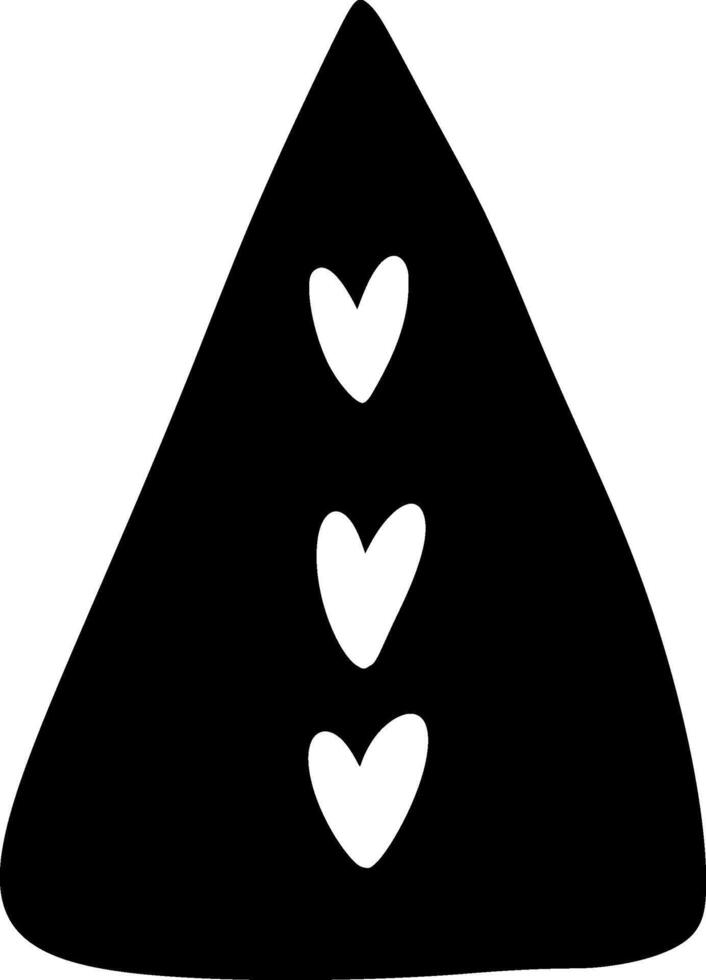 Stylized simple winter christmas tree icon with hearts silhouette on white background vector
