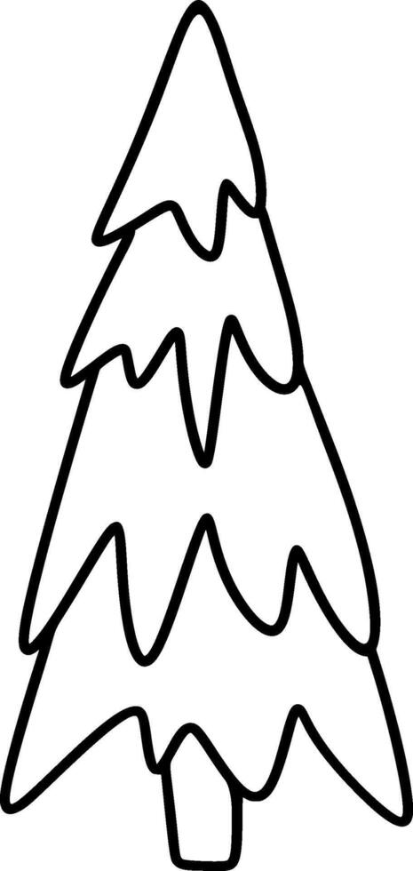 Hand drawn christmas tree illustration icon line for festive projects, greeting cards, or symbol winter decorations, childlike wonder and seasonal cheer. vector