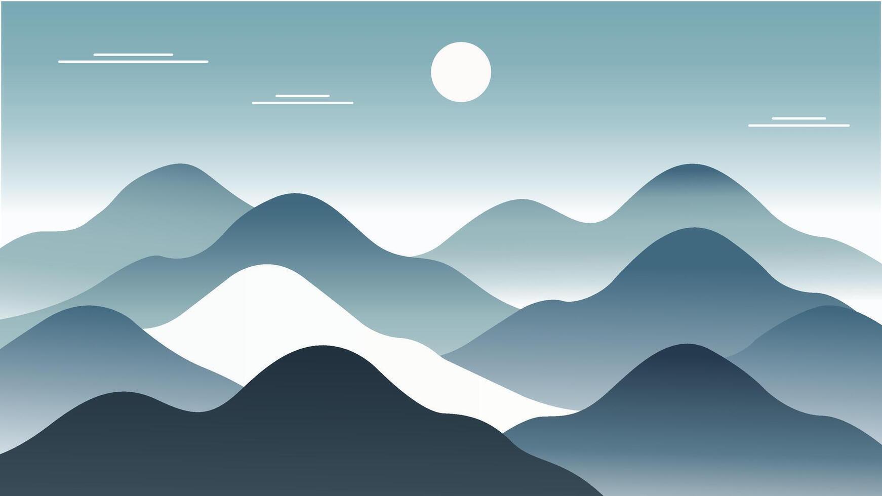 a mountain landscape with a full moon in the sky vector