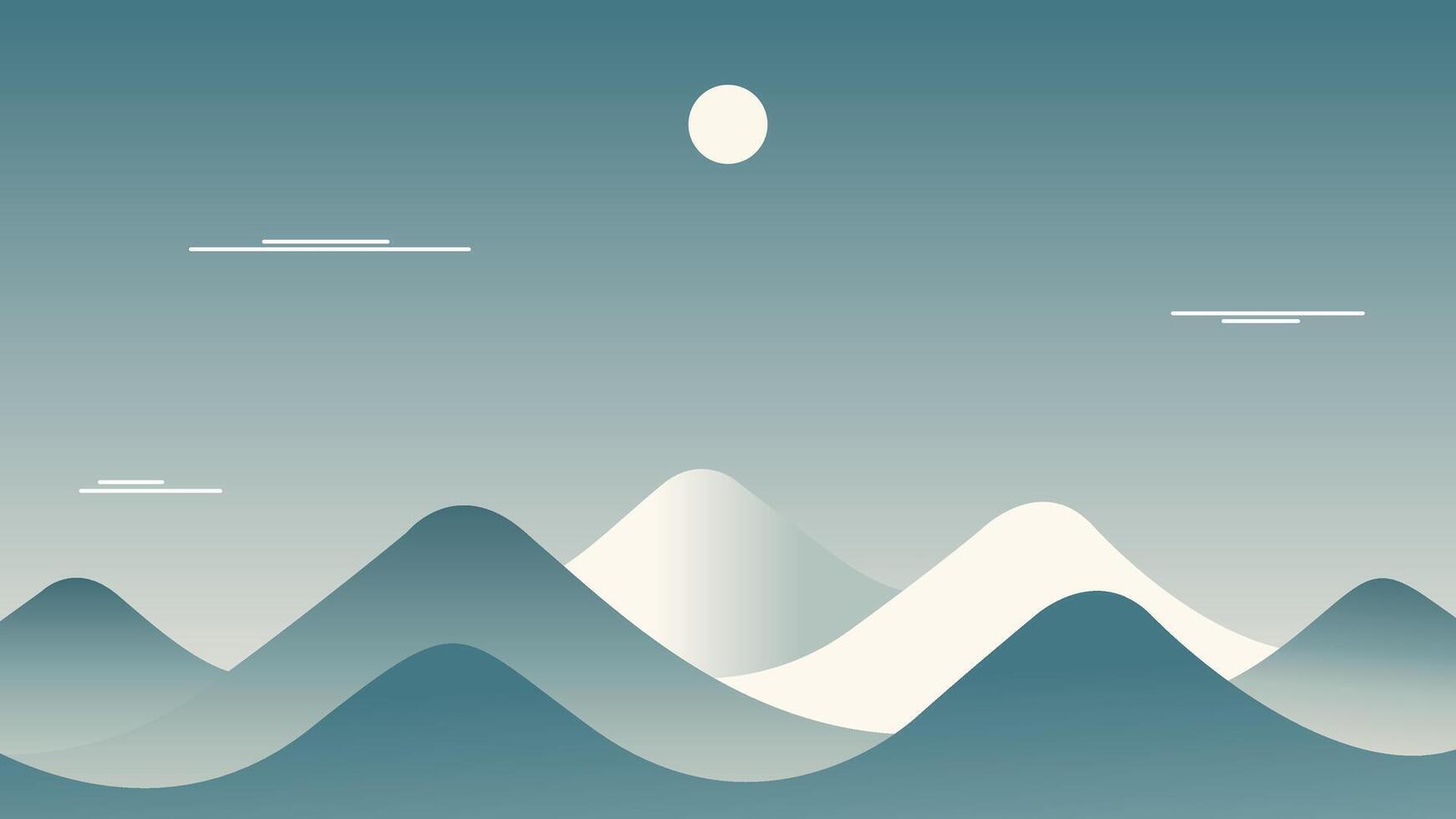 a mountain landscape with a moon in the sky vector