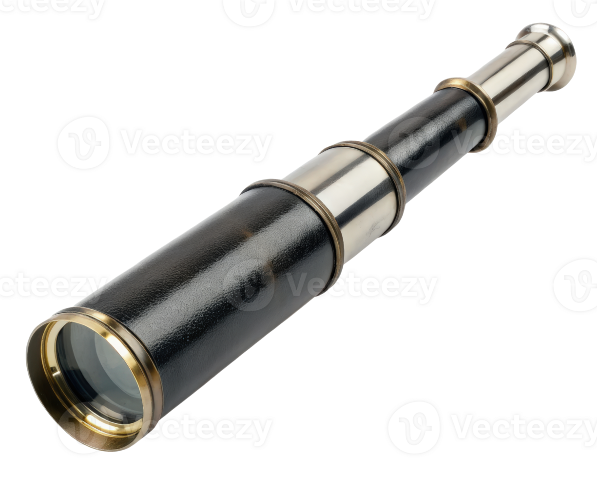 Antique style telescope on a transparent background png