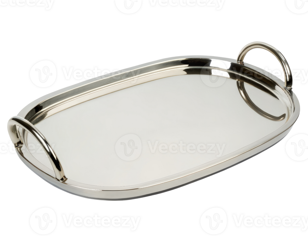 Silver serving tray on a transparent background png