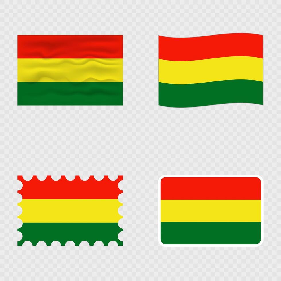 Bolivia national flag in four different styles. vector