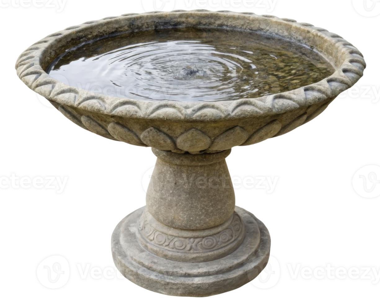 Stone bird bath on a transparent background png