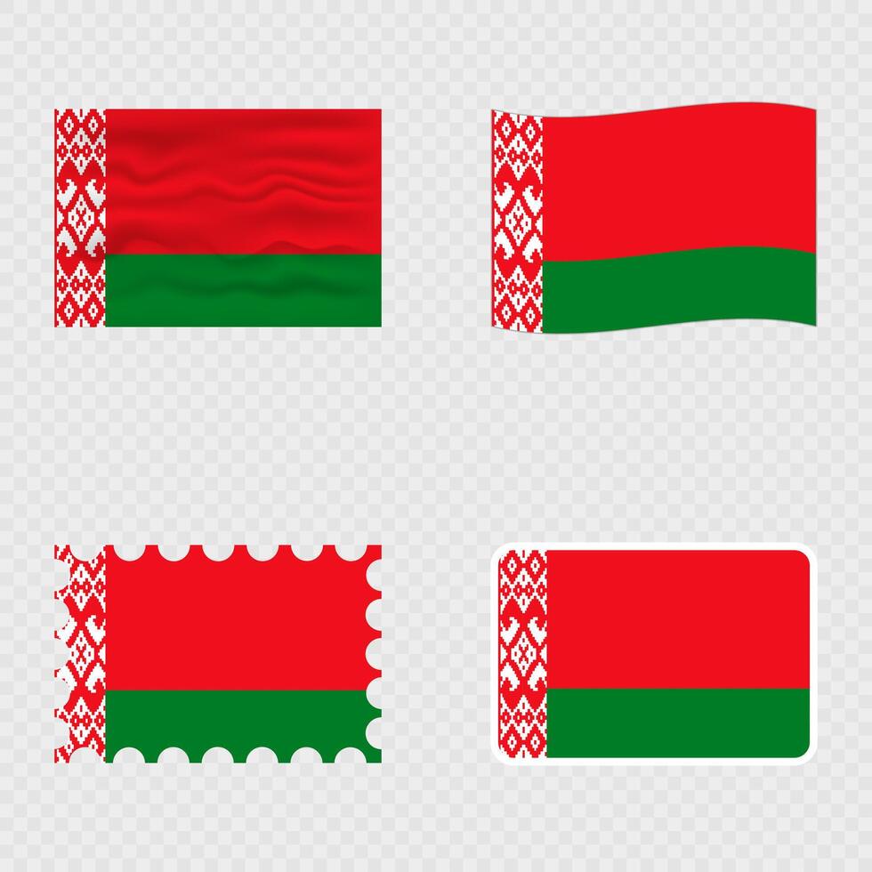 Belarus national flag in four different styles. vector