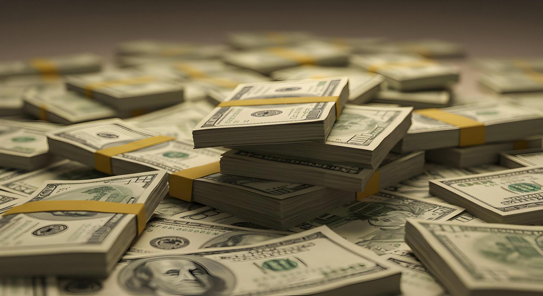 Stacks of United States Currency Showing Wealth and Financial Success photo