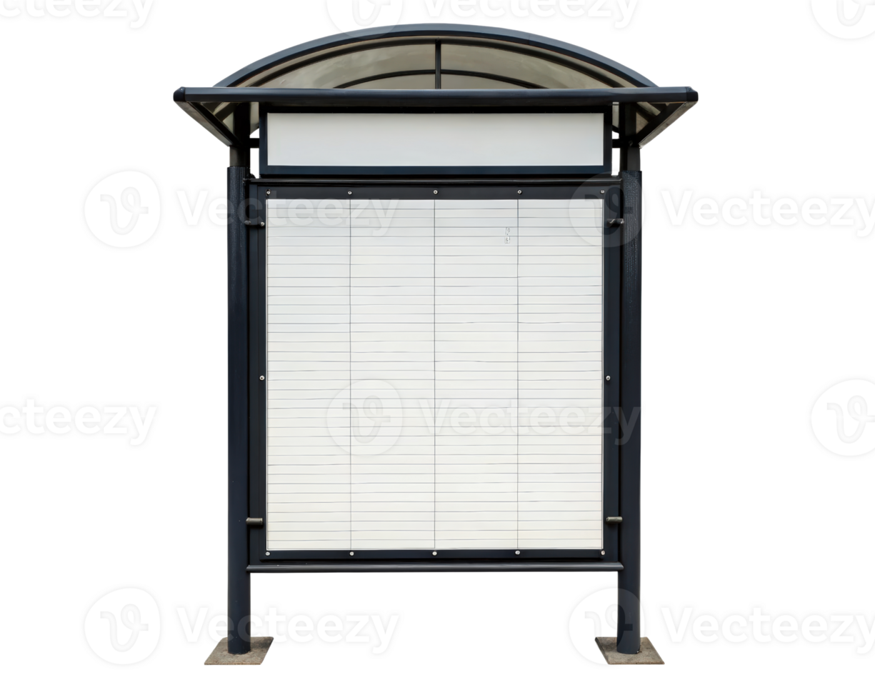 Blank public information display board on a transparent background png