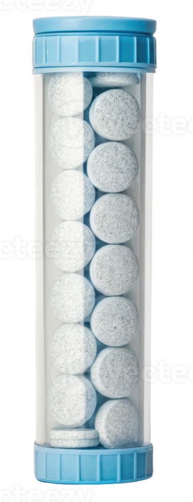 Water filter cartridge with tablets on a transparent background png