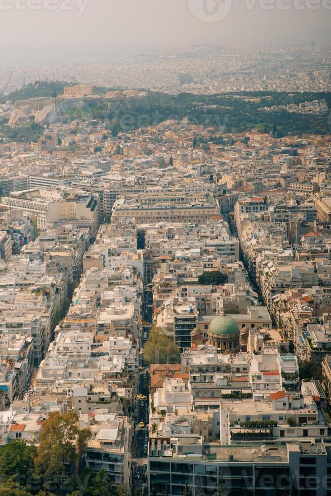 landscape views taken from the Acropolis and Parthenon Athens Greece.. photo
