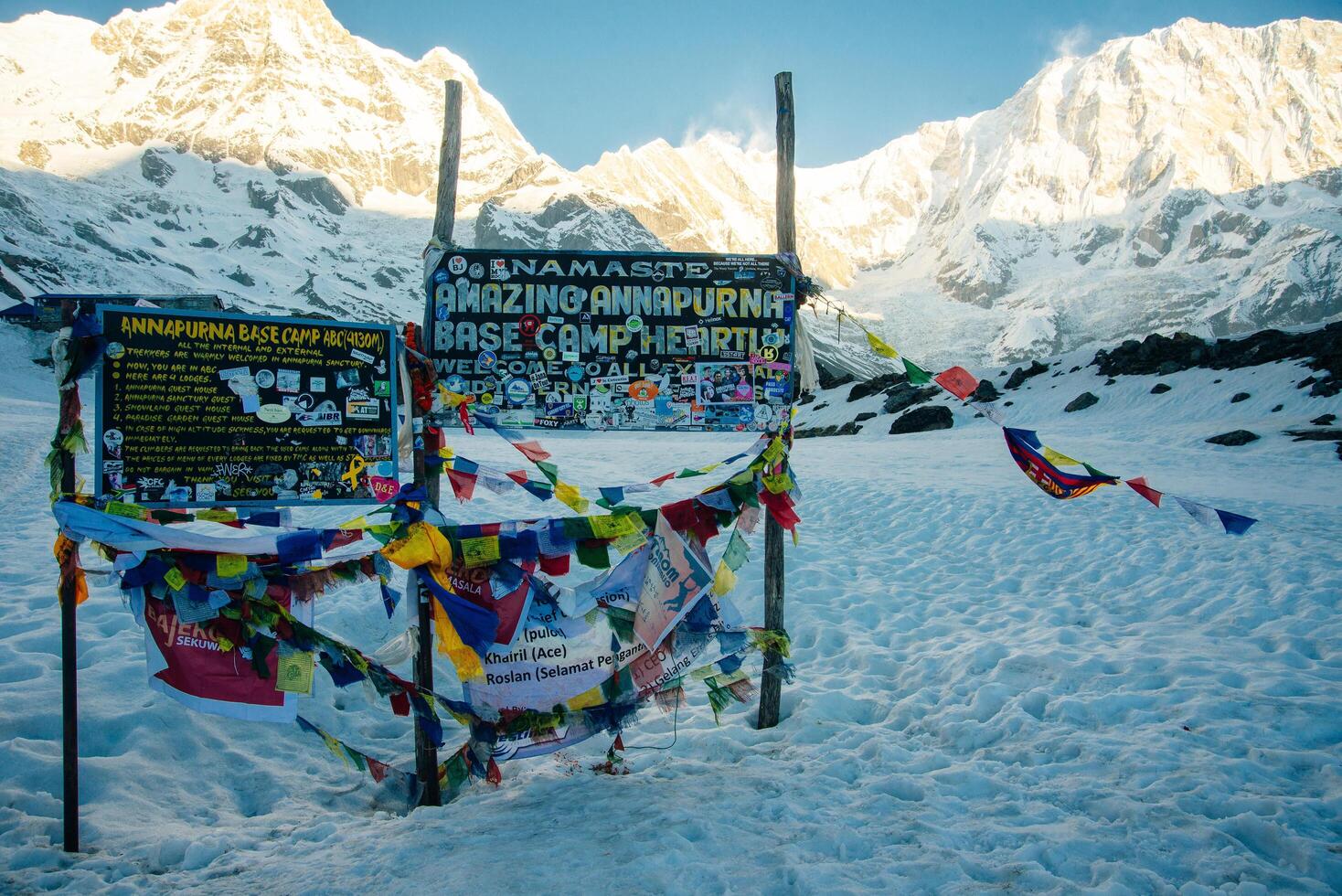 Annapurna Sanctuary - Nepal April 2019 Annapurna base camp in morning photo