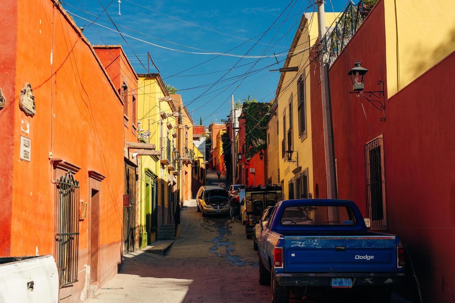 Beautiful streets and colorful facades of San Miguel de Allende in Guanajuato, Mexico - may 12th 2023. photo