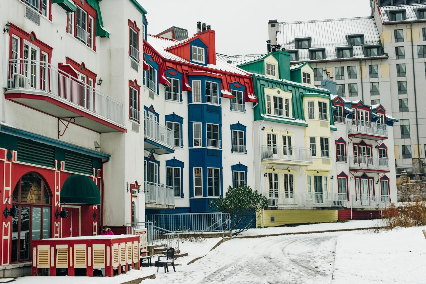 MONT-TREMBLANT, QC, CANADA - FEBRUARY 2020 Mont-Tremblant village in winter. photo
