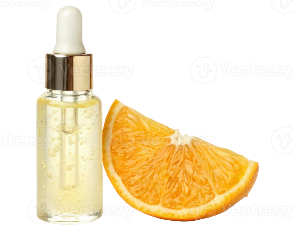 Orange slice and serum bottle with dropper on a transparent background png