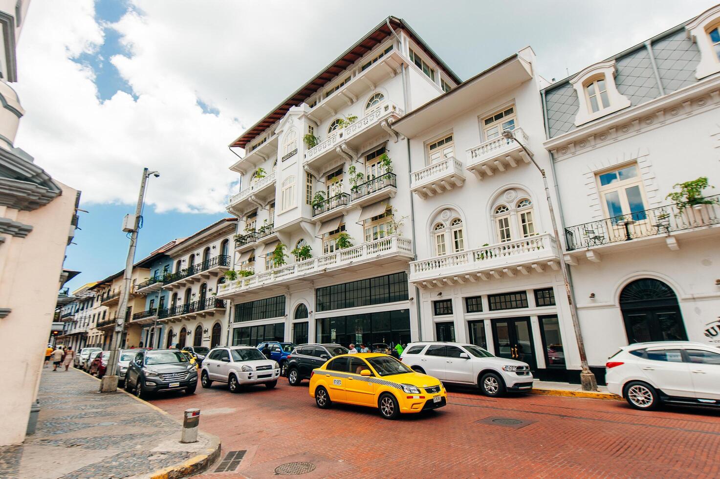 PANAMA CITY, PANAMA - june, 2019. Old buildings in the old part of Panama City. photo