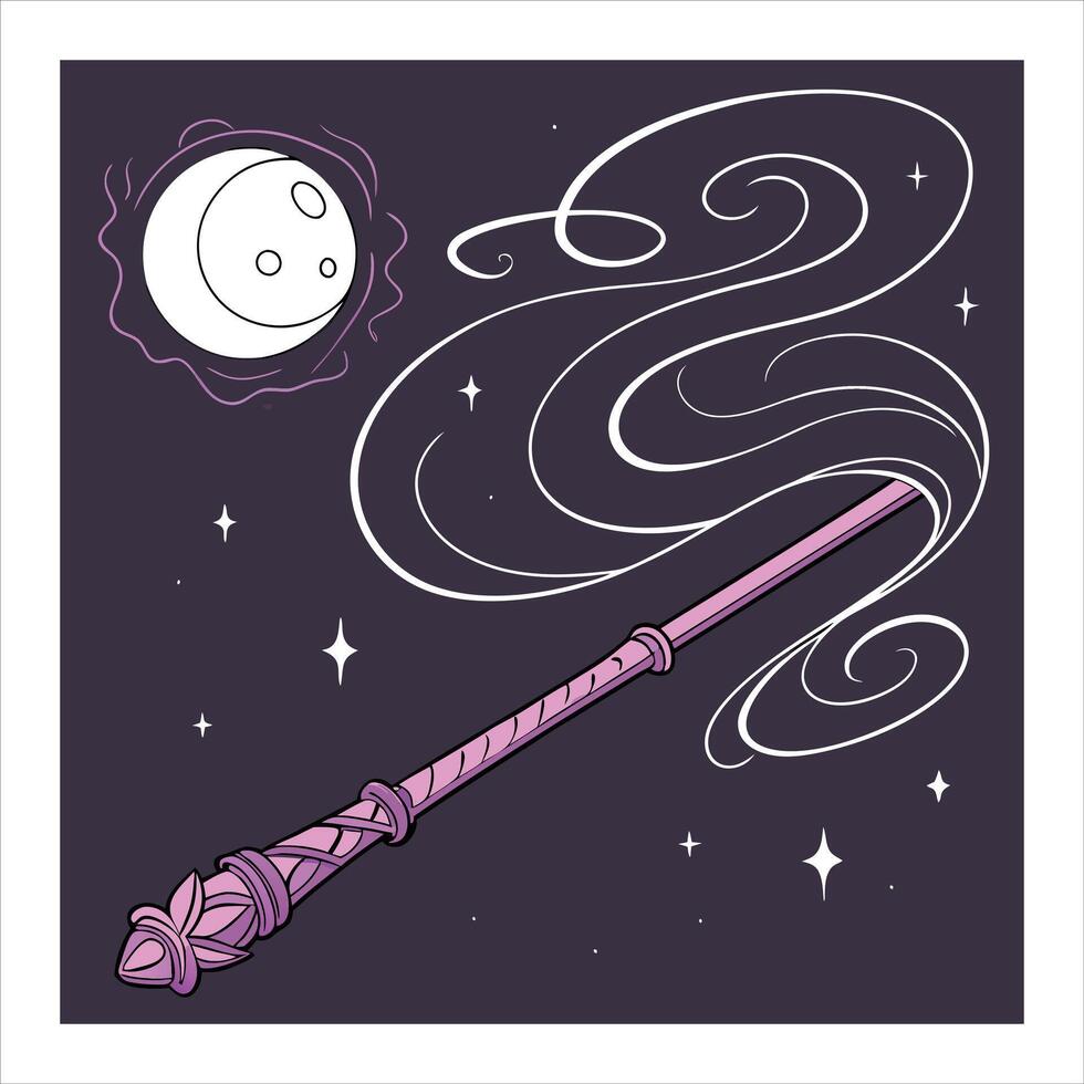 wand casting a swirling spell vector