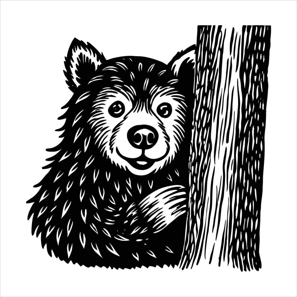 Bear Climbing Tree Trunk vector