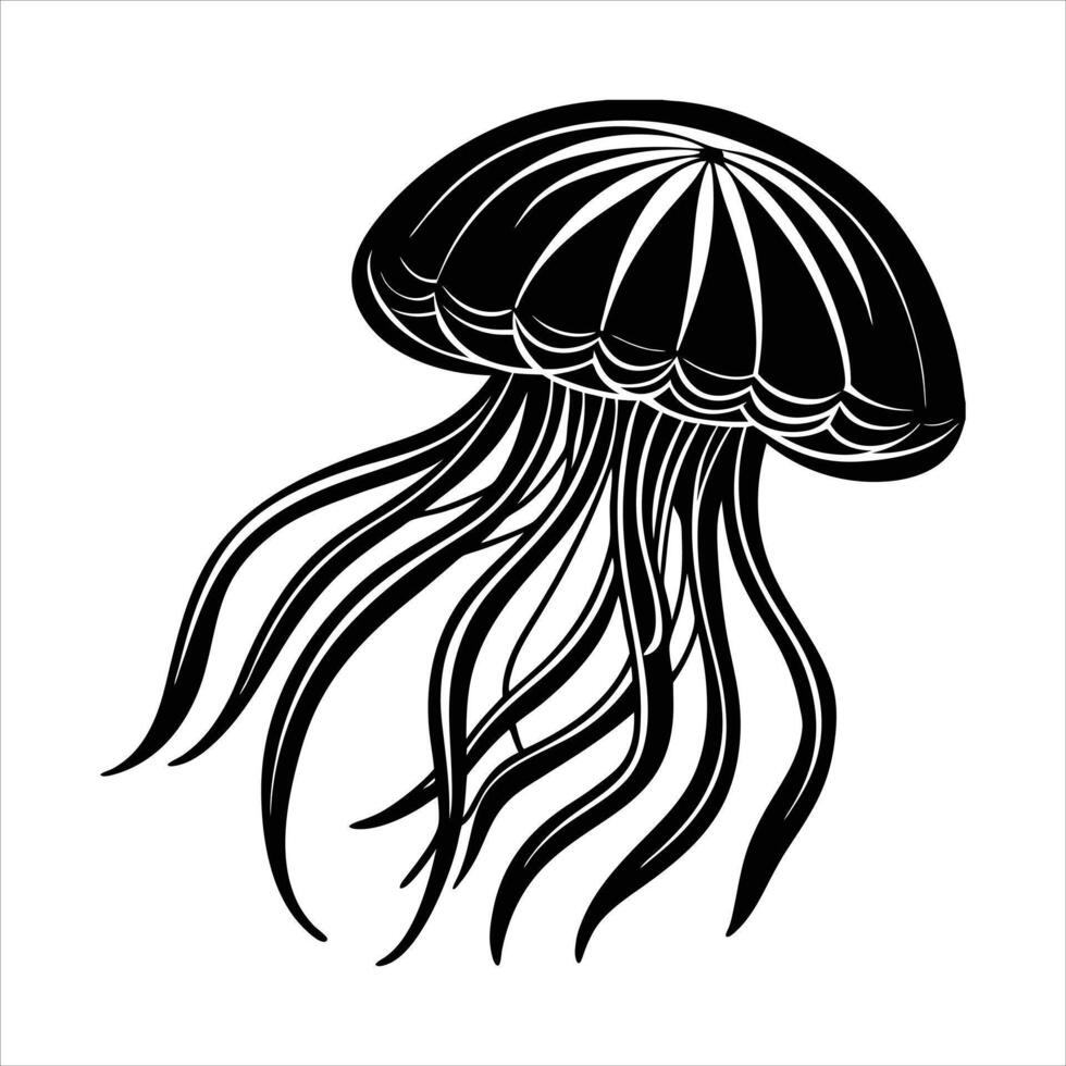 Black jellyfish silhouette design vector