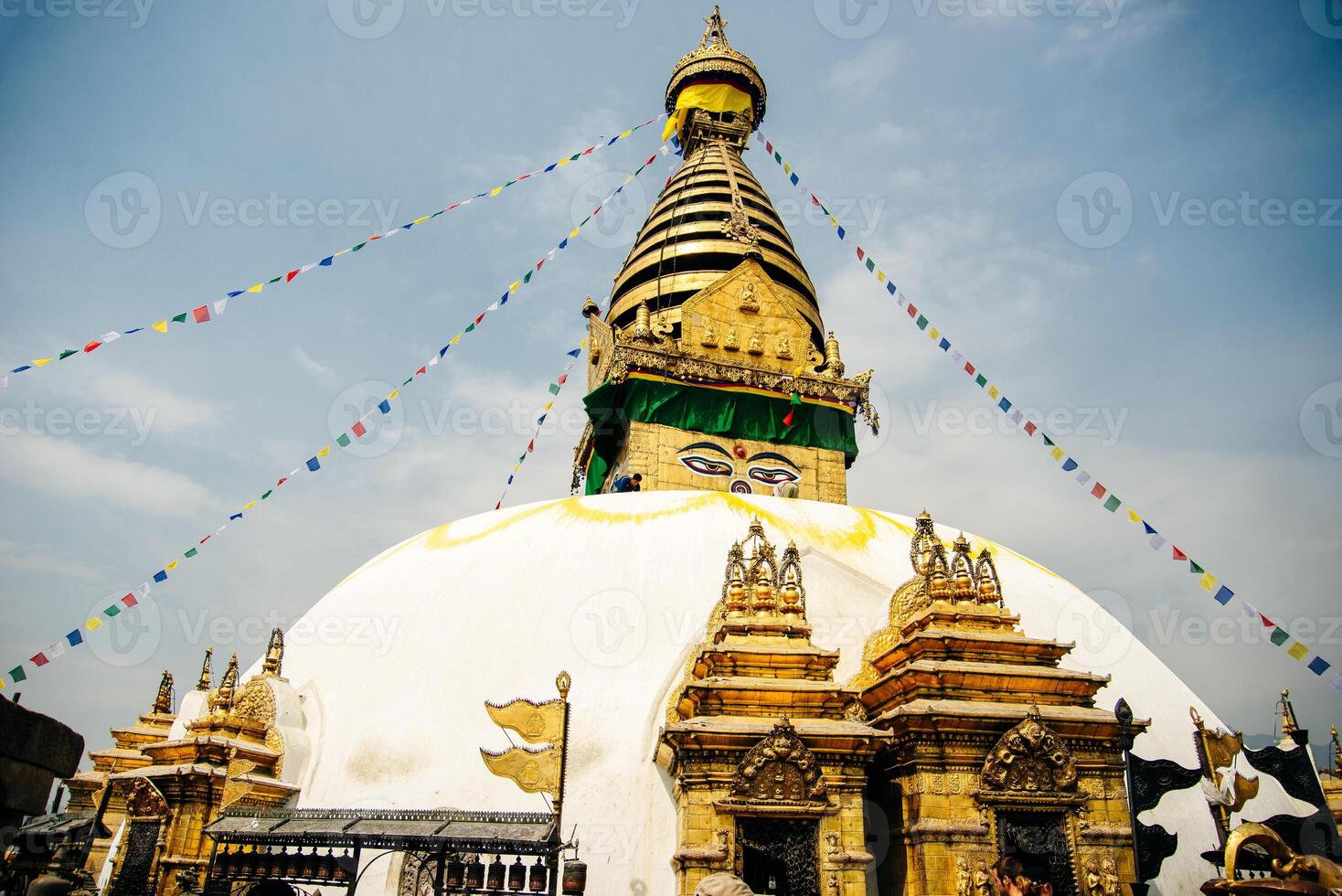 Boudhanath, Kathmandu, Nepal - October, 2019 Boudhanath Stupa, one of the largest spherical Tibetan stupas temple. photo