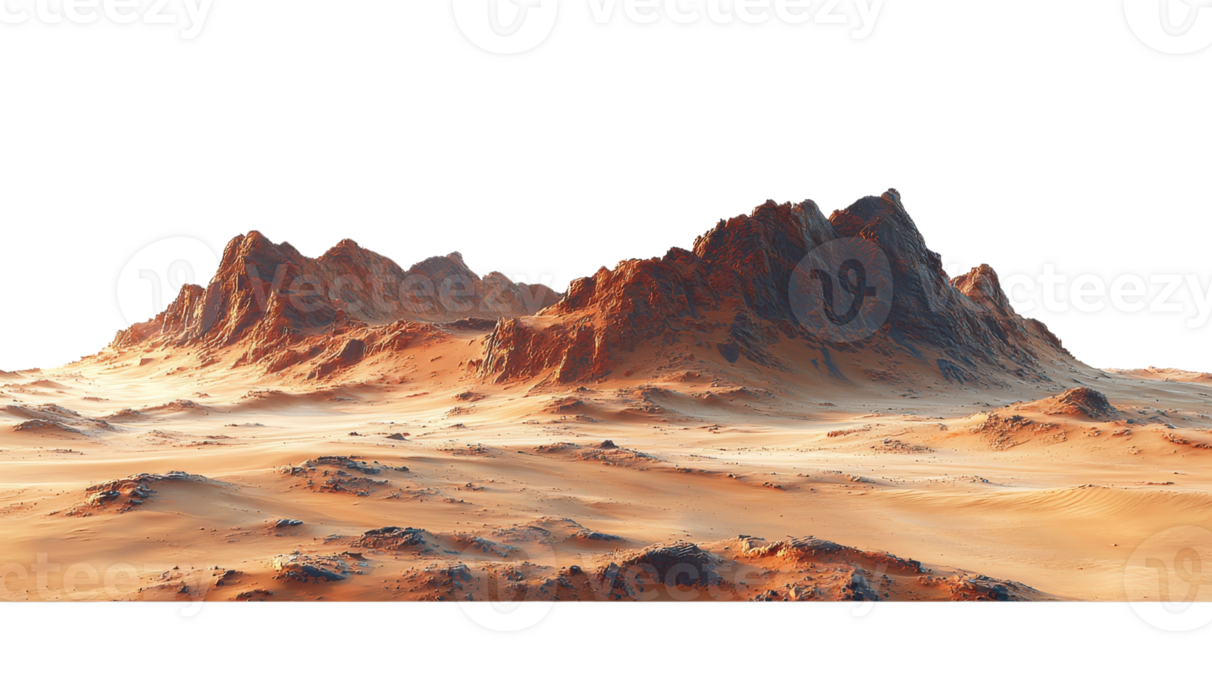 Desert Landscape with Rugged Mountains on Transparent Background png
