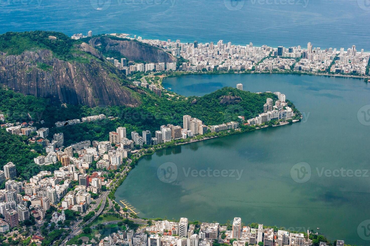 Rio de Janeiro, Brazil, from the CHrist the Redemtor stuate at a sunny day photo