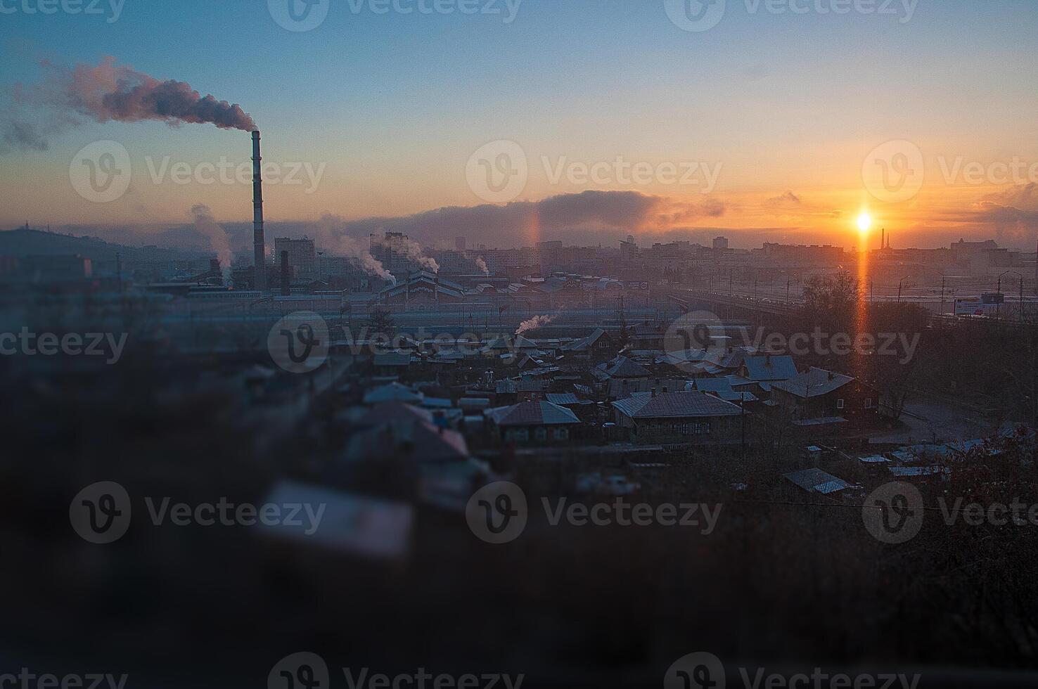 siberia, krasnoyarsk - dec, 2020panorama of the city of in winter. photo