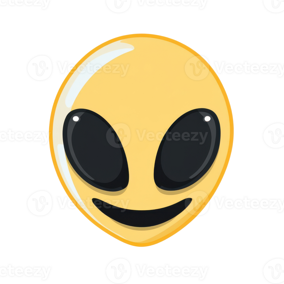 Smiling Alien Face Emoji Illustration on Transparent Background png