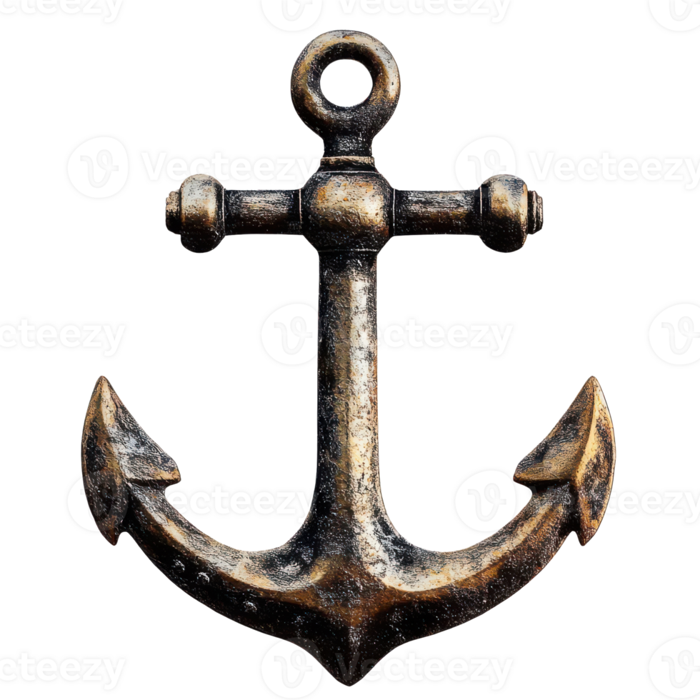 Aged Bronze Anchor on Transparent Background png