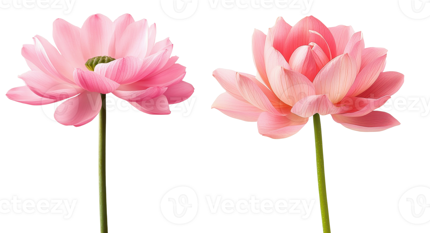Two Pink Lotus Flowers Isolated on Transparent Background png