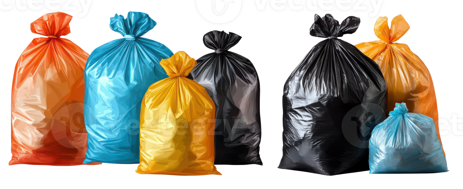 Plastic Garbage Bags Collection on Transparent Background png
