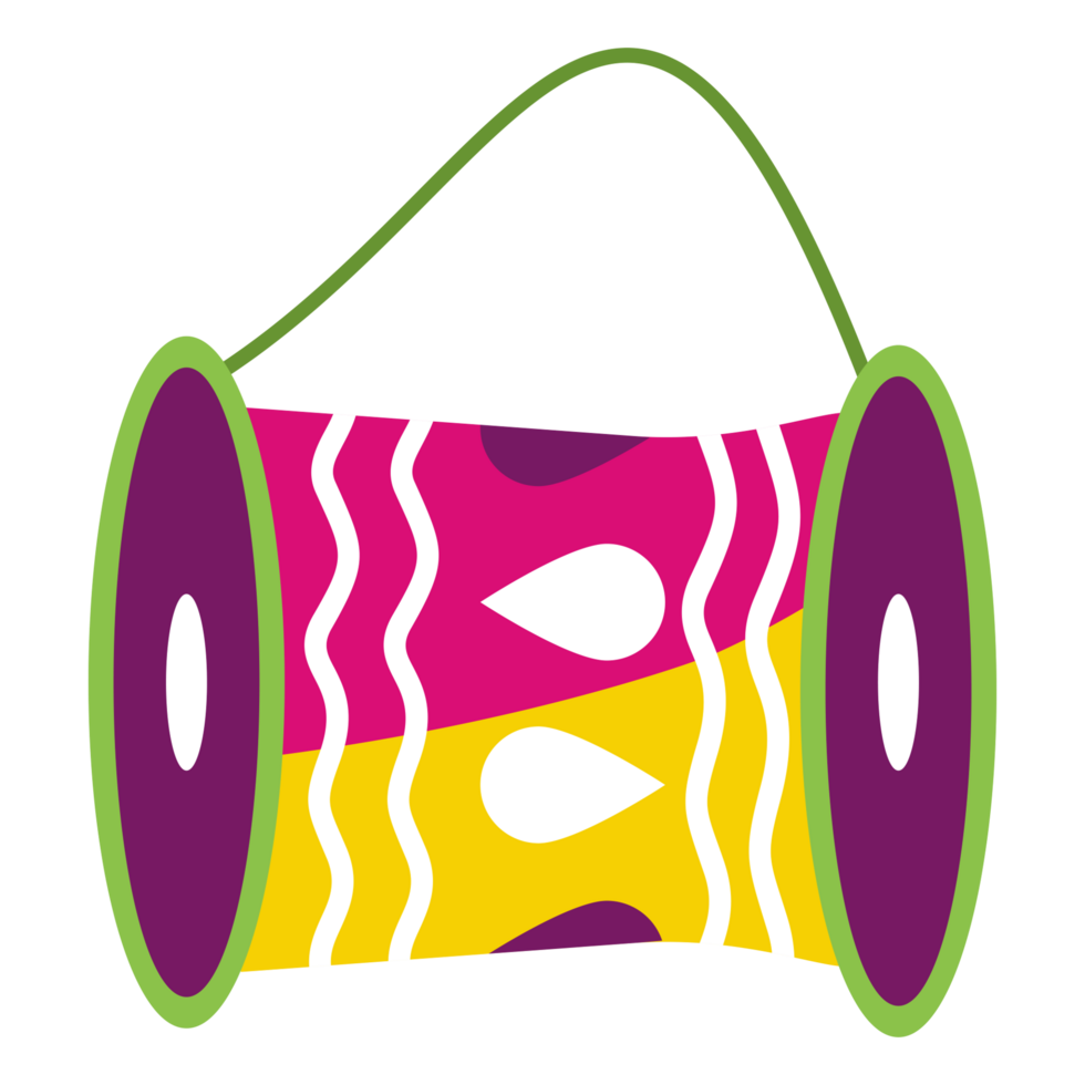 Vibrant Painted Drum for Holi Celebration png