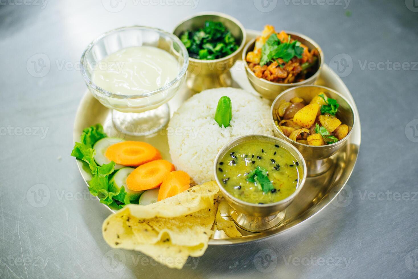 Nepali Dal Bhat,Traditional Nepalese food, Thamel Kathmandu, photo