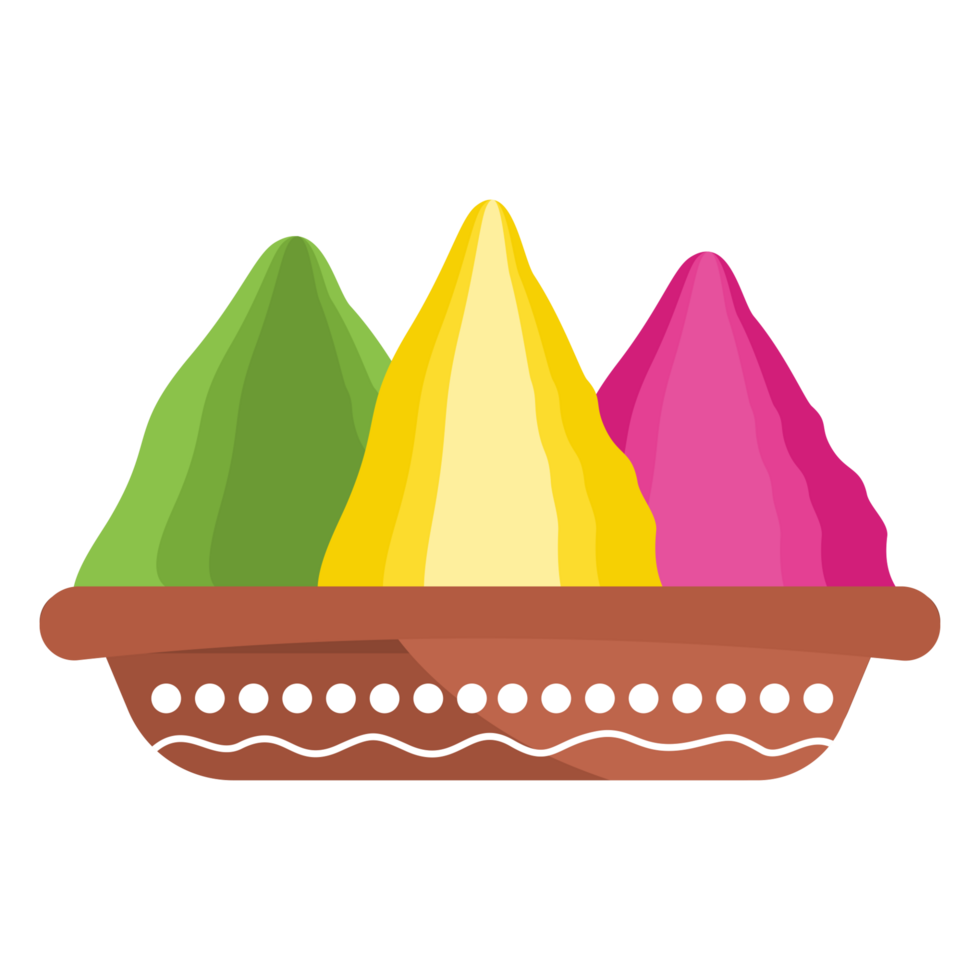 Festive Arrangement of Holi Colors in Plates png