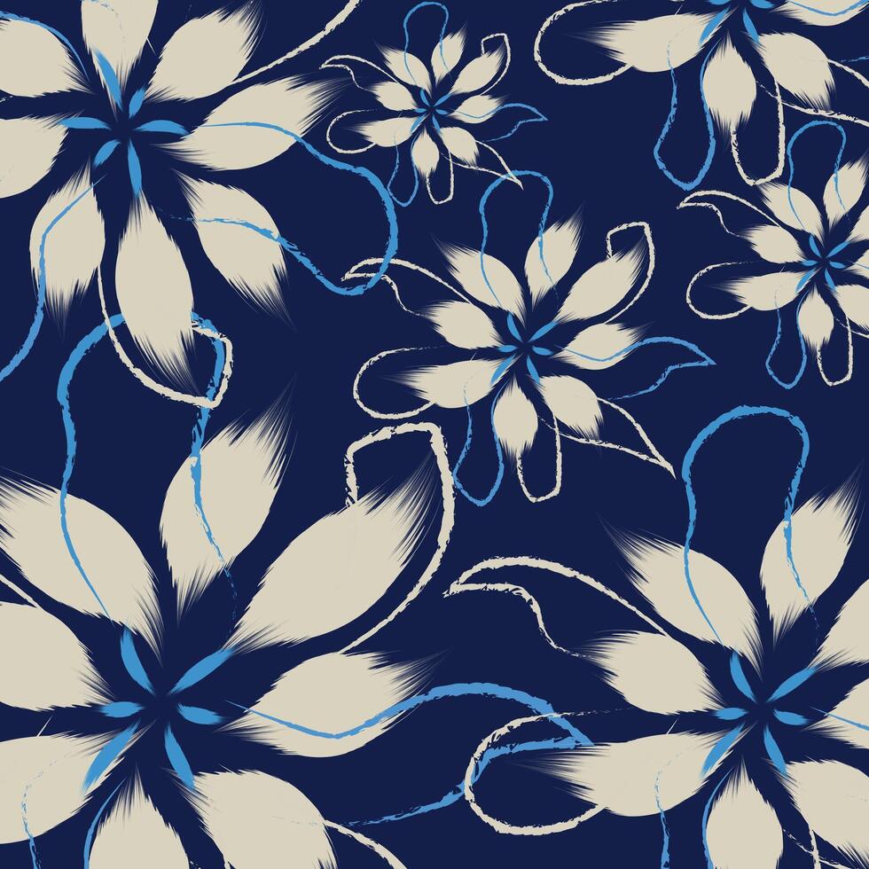A hand drawing traditional pattern styles of seamless floral abstract flowers patterns, background, wallpapers, ,illustration vector