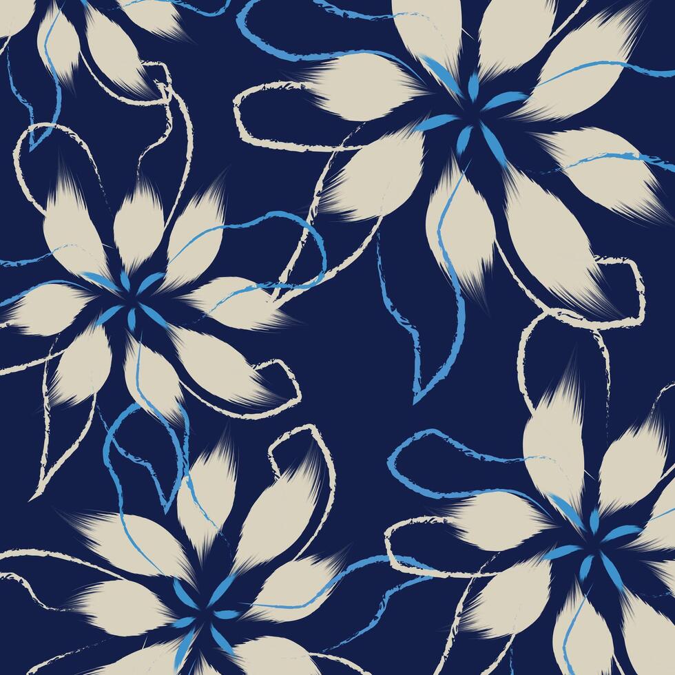 A seamless hand drawing pattern in traditional styles of floral abstract flowers patterns, background, wallpapers, ,illustration vector