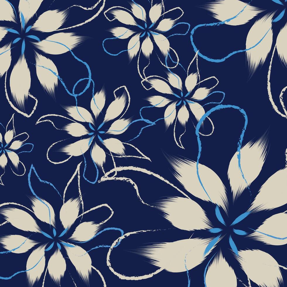 A seamless floral flowers abstract background design, a flowers pattern featuring hand-drawn white flowers outlined in ,illustration vector
